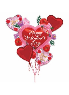 5 Piece Valentine's 's Day Rose Printed Balloon Bouquet