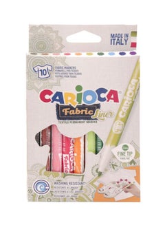 carioca 10-Piece Fine Tip Fabric Marker Green/Pink/Orange 