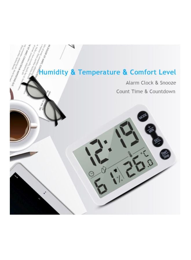 Digital Indoor Thermometer And Hygrometer With Clock - Image 3