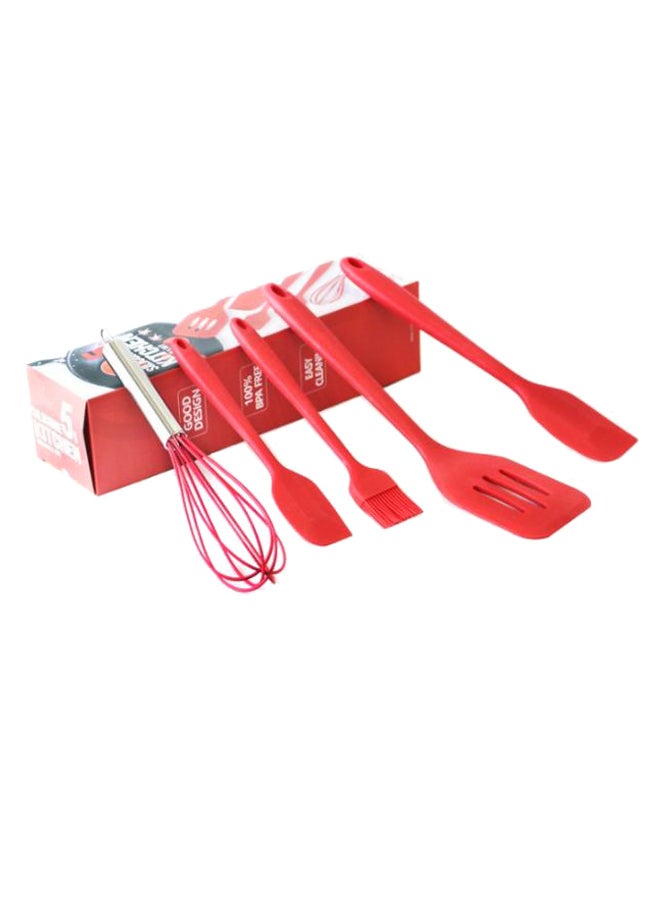 5-Piece Heat-Resistant Utensil Set Red - Image 2