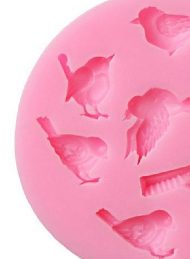 3D Bird Sparrow Handmade Cake Mould Pink 8cm - Image 2