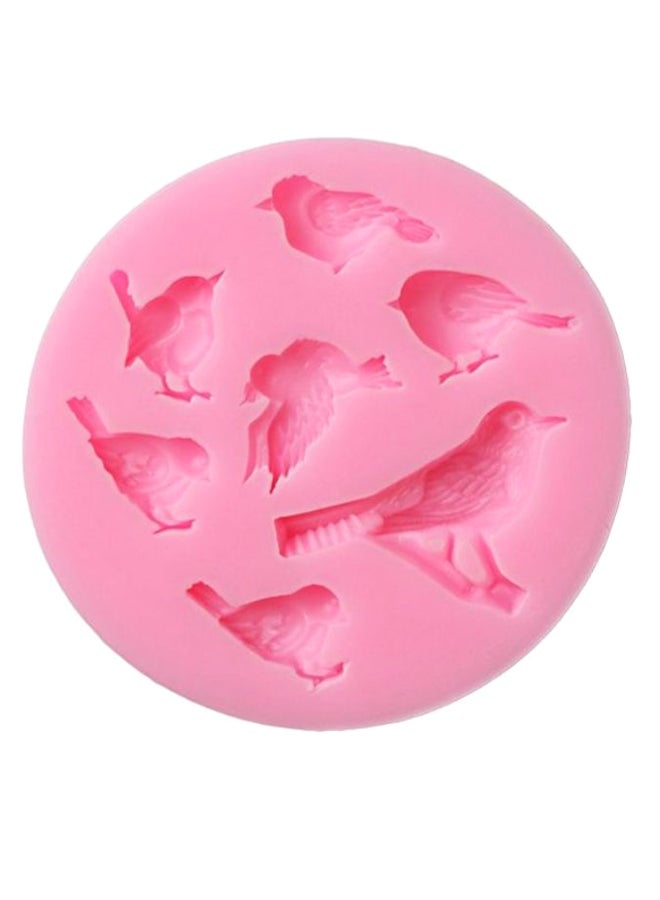 3D Bird Sparrow Handmade Cake Mould Pink 8cm - Image 1
