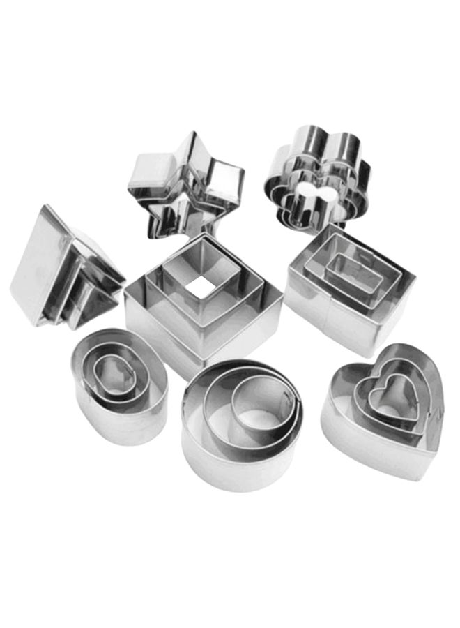 24-Piece Multi Shaped Cookie Cutter Set Silver