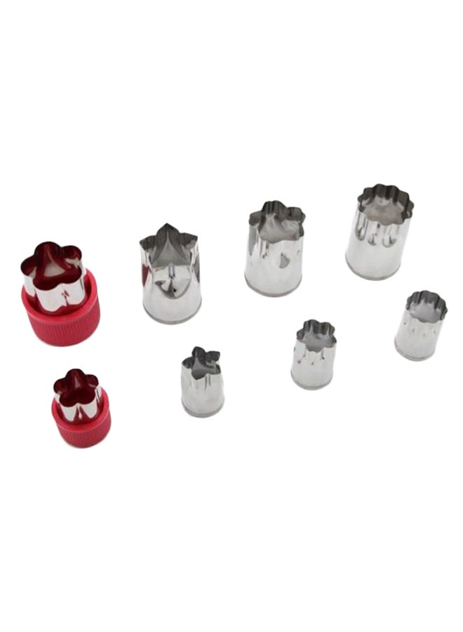 طقم قطاعات لتشكيل الخضار والفواكه مكون من 8 قطع فضي / أحمر - Image 1