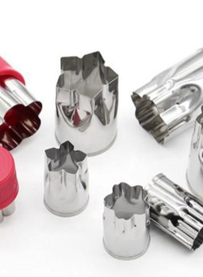 طقم قطاعات لتشكيل الخضار والفواكه مكون من 8 قطع فضي / أحمر - Image 2