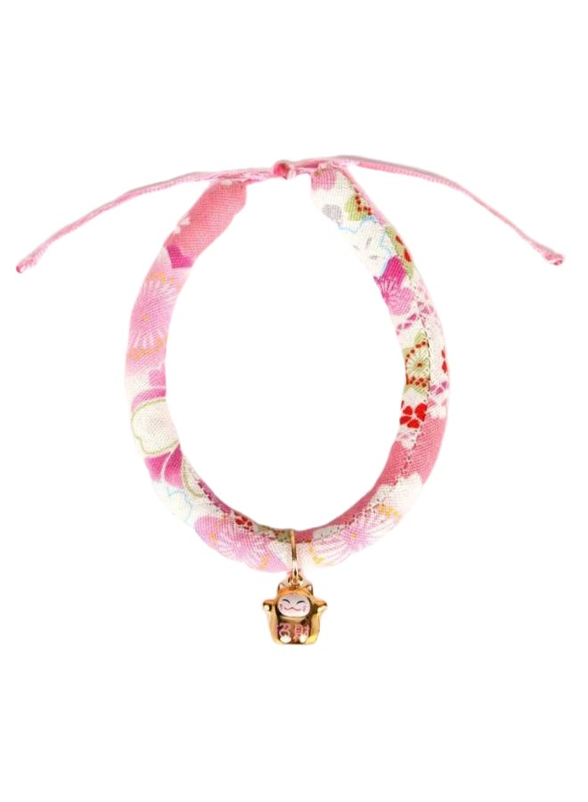 Generic Flowers Print Lucky Cat Pendant Pet Collar Multicolour M 