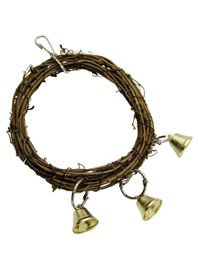 Parrot Hanging Bell Swing Toy Brown/Silver/Gold 15 x 26cm