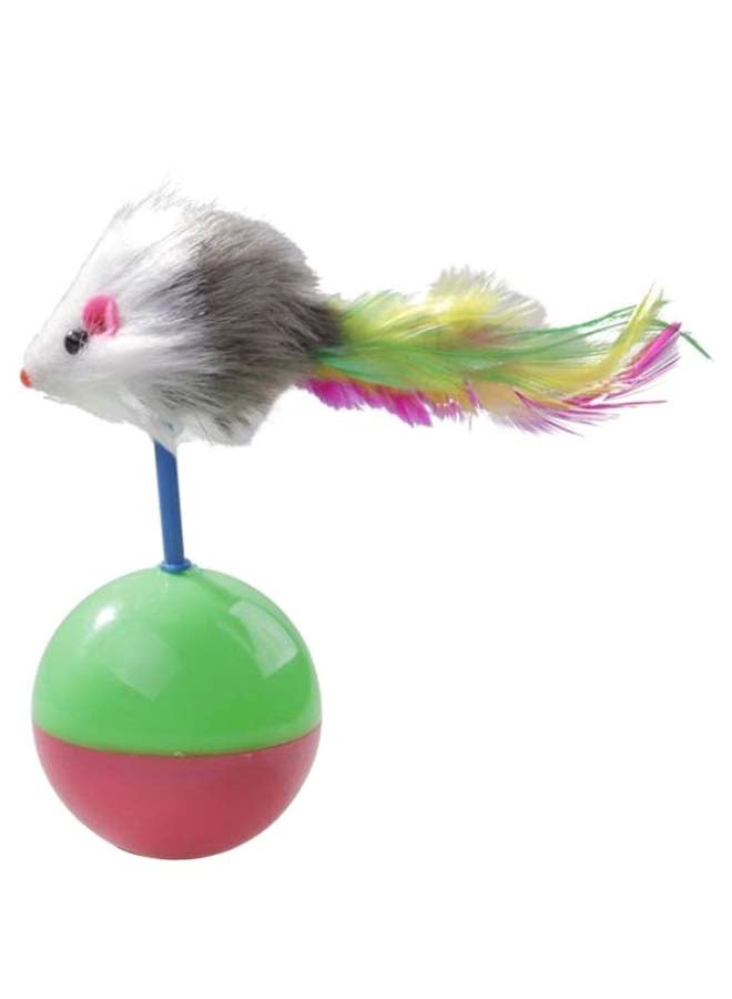 لعبة كرة  وفأرة مزينة بالريش ومزودة بالنعناع البري متعدد الألوان 112 x 5.5سم