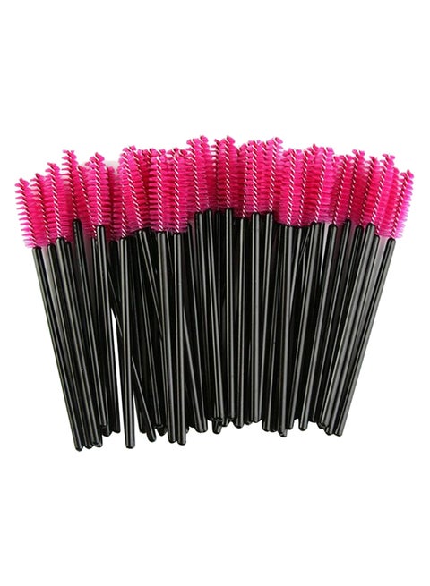 50-Piece Disposable Eyelash Mascara Brush Set Black/Pink