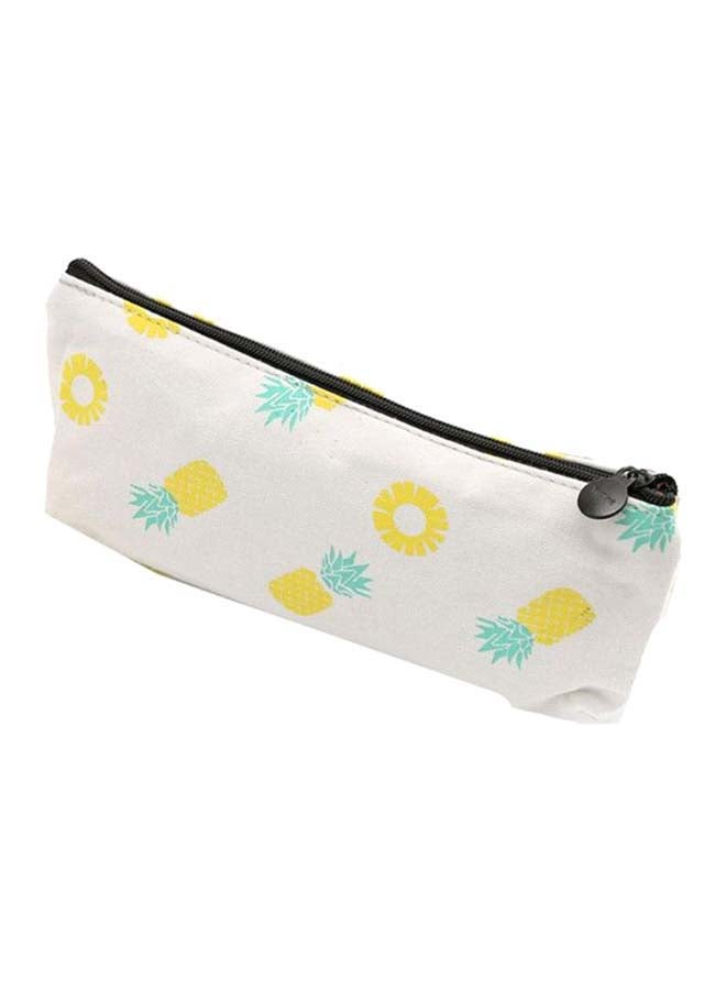 Pineapple Printed Pencil Case White  - Image 1
