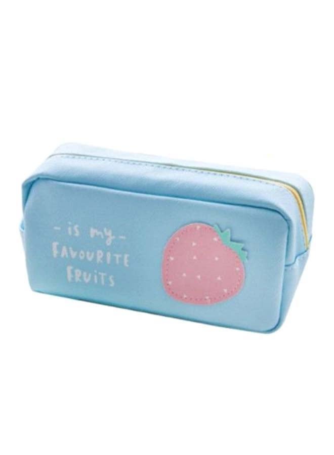 Strawberry Printed Pencil Case Blue/Pink/White - Image 1