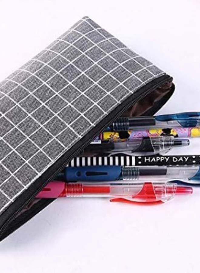 Plaid Printed Pencil Case Grey/White - Image 2