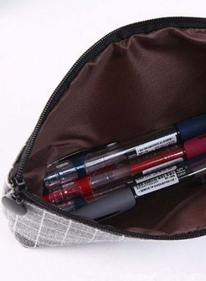 Plaid Printed Pencil Case Grey/White - Image 3