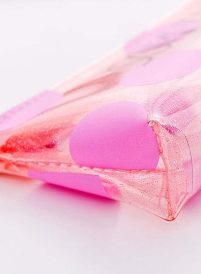 Round Printed Transparent Pencil Case Pink/Peach/Clear - Image 2