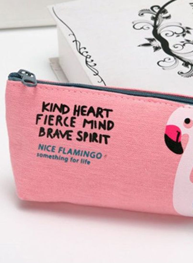 Flamingo Printed Pencil Case Pink  - Image 2