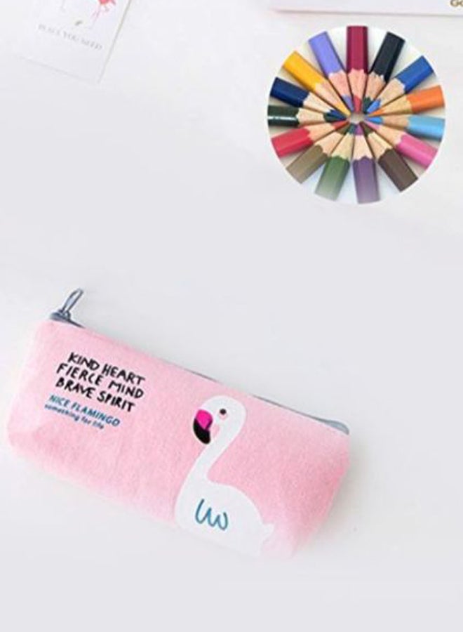 Flamingo Printed Pencil Case Pink  - Image 3