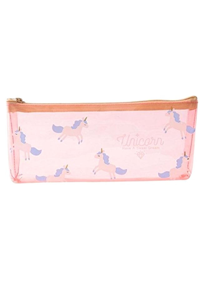 Unicorn Printed Pencil And Pen Case Pink/Brown/Blue  - Image 1