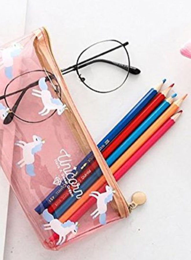 Unicorn Printed Pencil And Pen Case Pink/Brown/Blue  - Image 2
