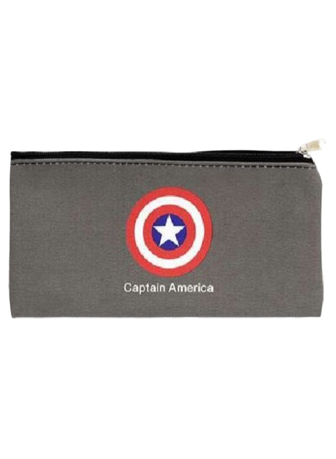 Captain America Printed Pencil Case Grey/White/Red - Image 1