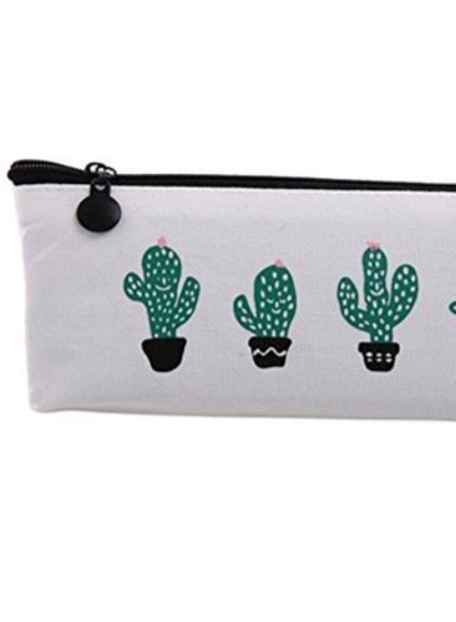 Cactus Printed Stationery Pencil Case White/Green/Black - Image 2