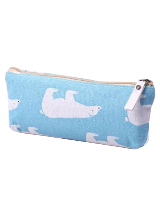 Bear Printed Pencil Case Blue/White - Image 1