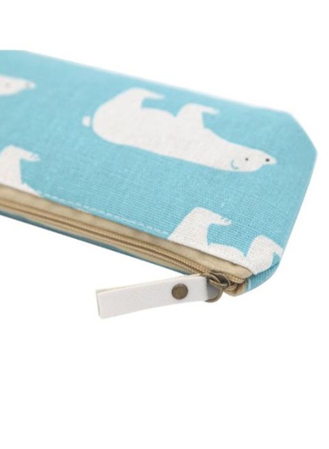 Bear Printed Pencil Case Blue/White - Image 2