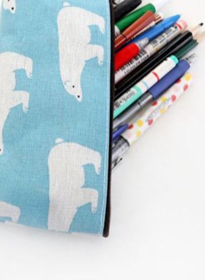 Bear Printed Pencil Case Blue/White - Image 3