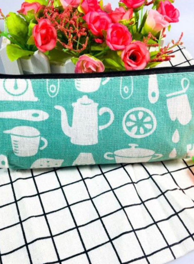 Tableware Printed Pencil Case Green/White - Image 3