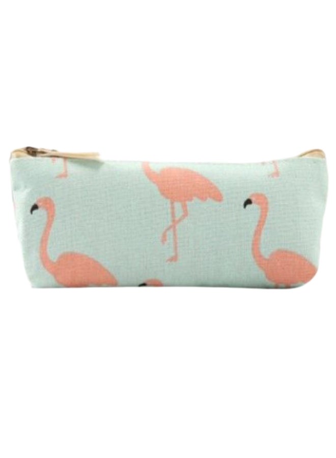 Flamingo Printed Pencil Case Green/Pink - Image 1