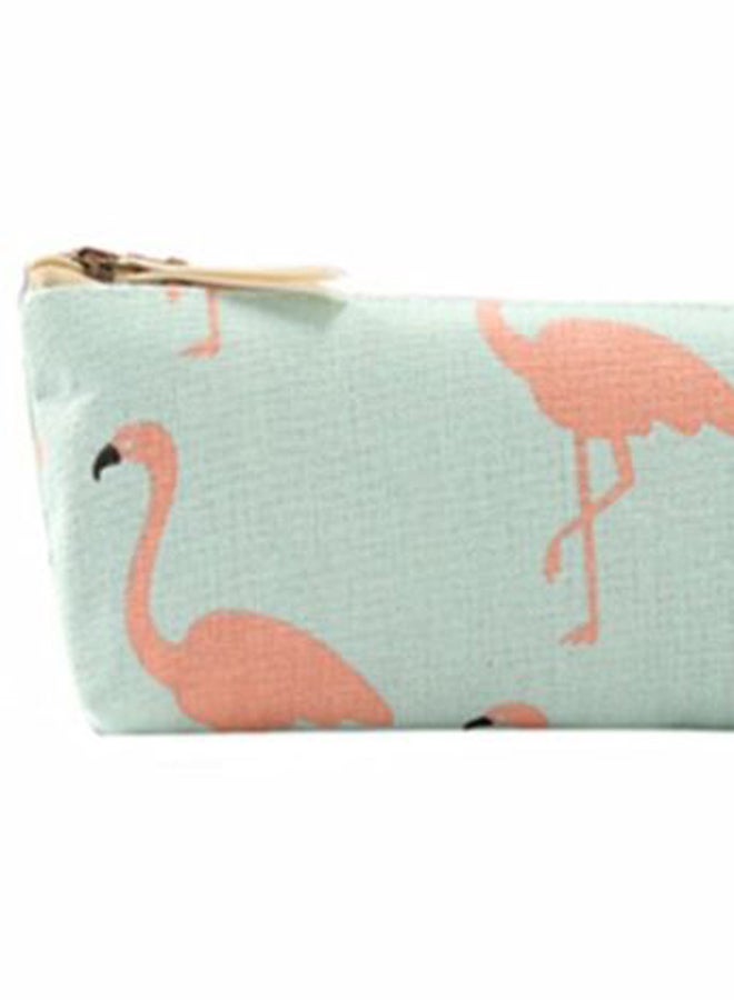 Flamingo Printed Pencil Case Green/Pink - Image 2