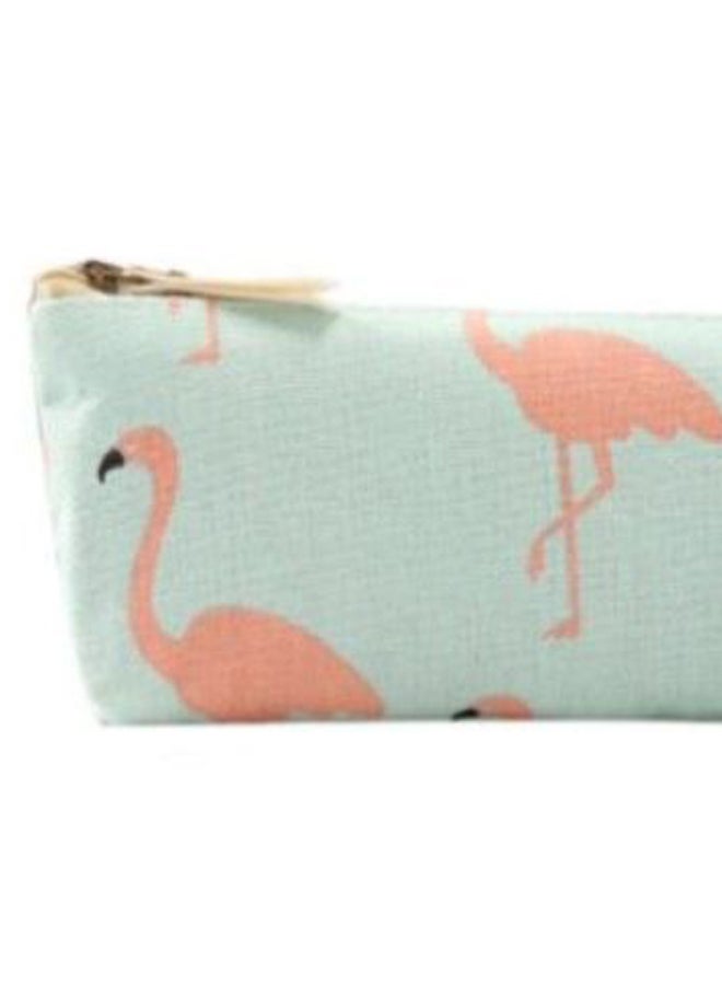 Flamingo Printed Pencil Case Green/Pink - Image 2