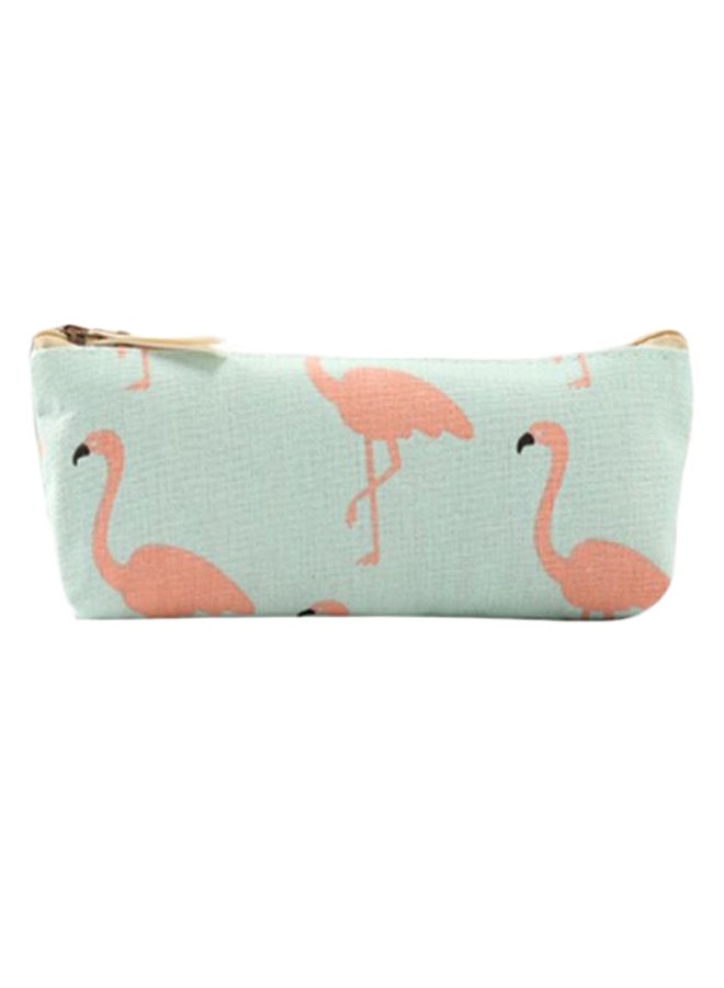 Flamingo Printed Pencil Case Green/Pink - Image 1