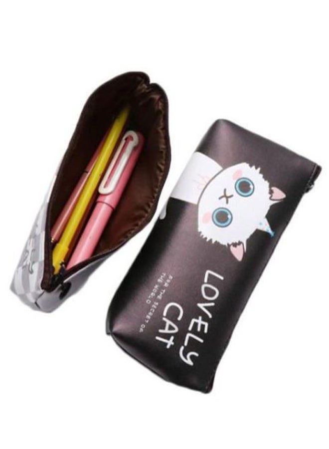 Cute Cat Printed Pencil Case Black - Image 2
