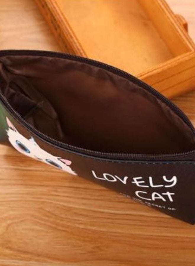 Cute Cat Printed Pencil Case Black - Image 3