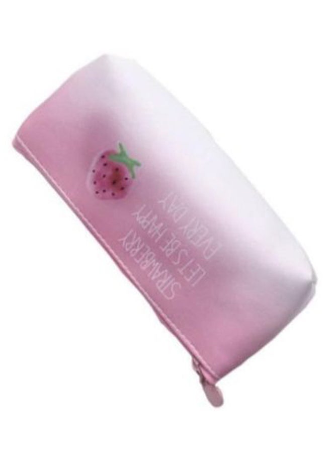 Strawberry Printed Pencil Case Pink - Image 2