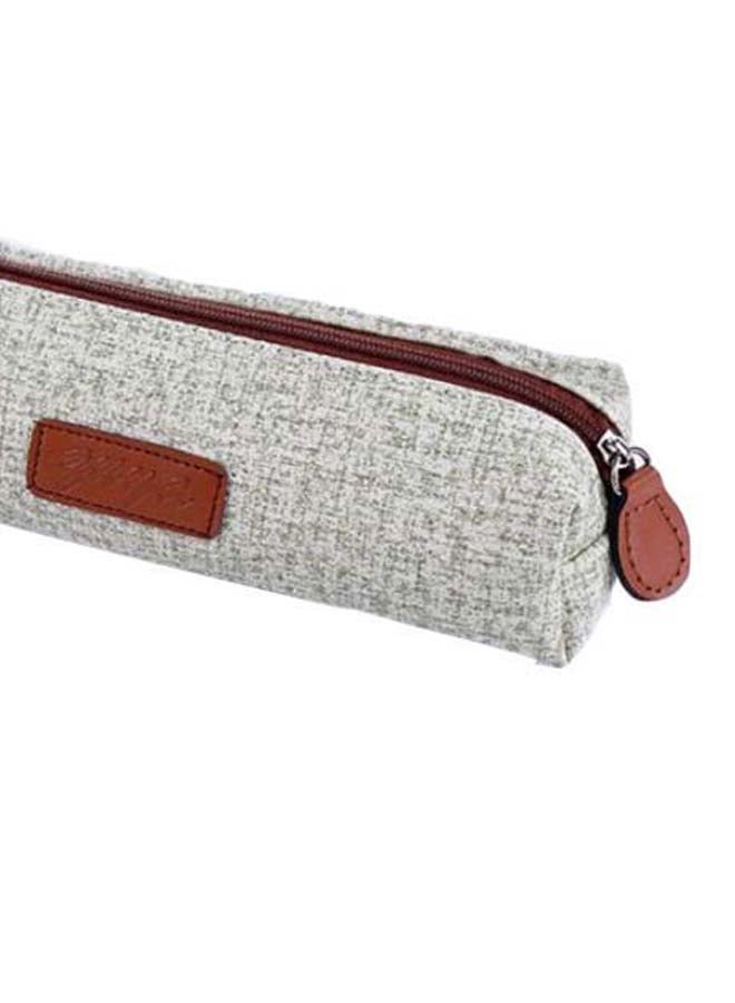 Portable Solid Pattern Pencil Case Grey/Brown - Image 2