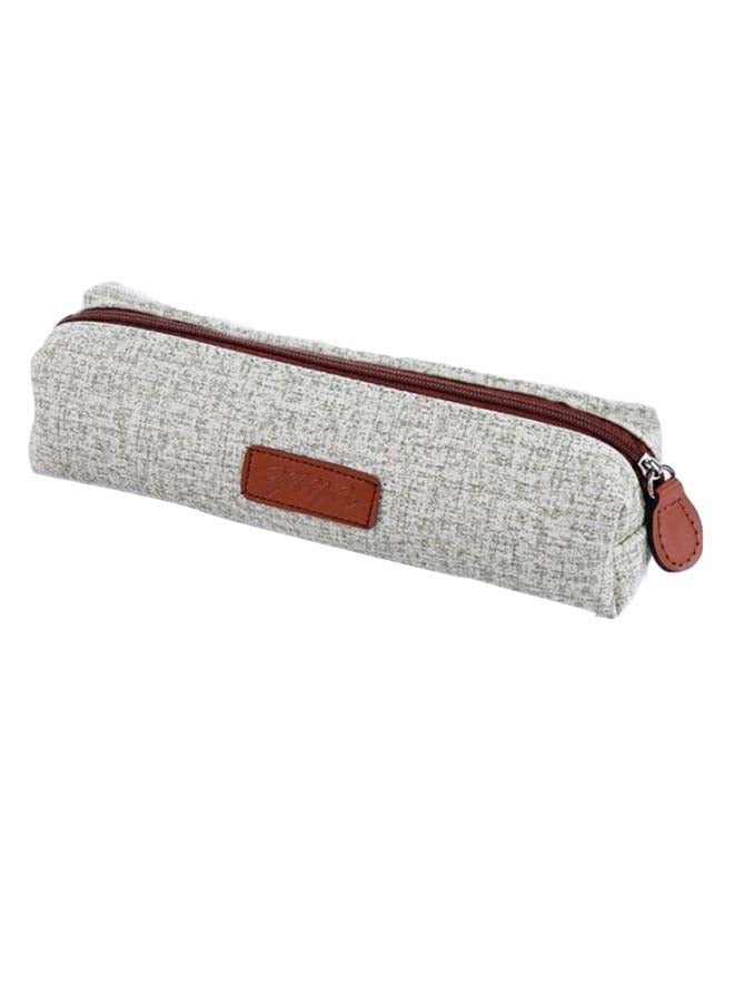 Portable Solid Pattern Pencil Case Grey/Brown - Image 1