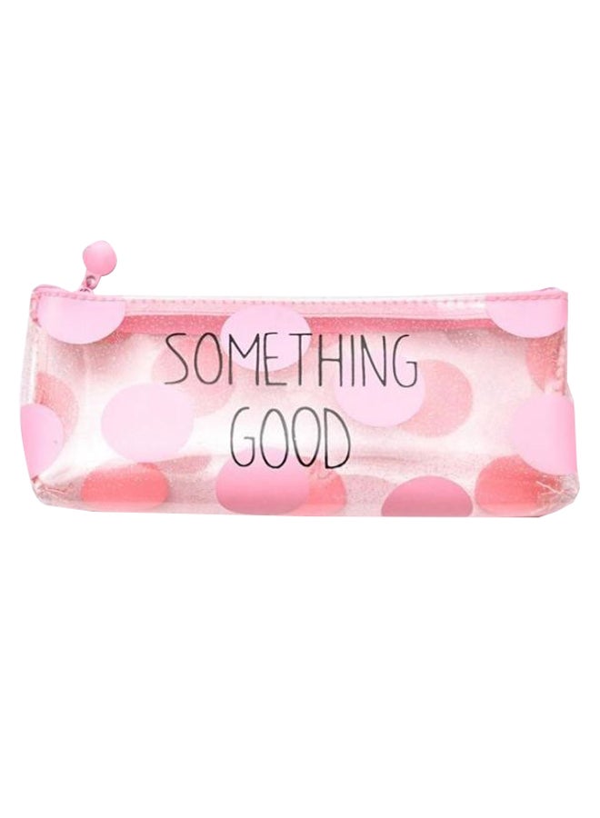 Something Good Printed Pencil Case Pink/Clear - Image 1