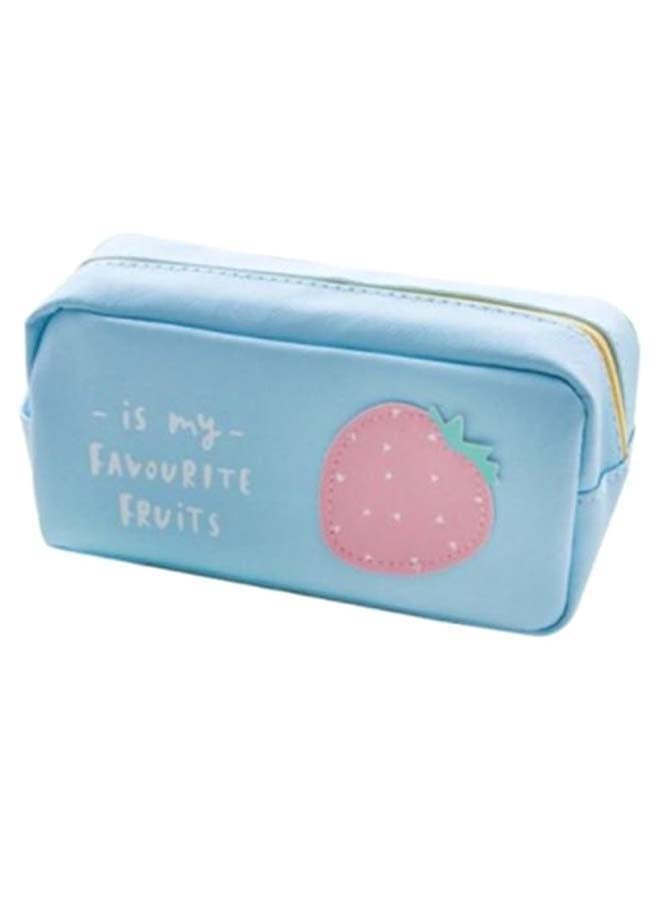 Large Capacity Fruit Pattern Pencil Case Blue/Pink - Image 1