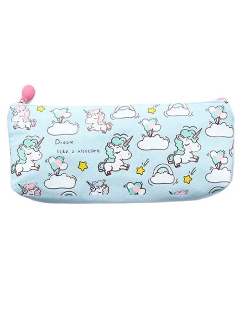 Cute Unicorn And Cloud Printed Pencil Case Multicolour