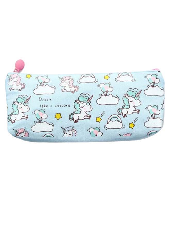 Cute Unicorn And Cloud Printed Pencil Case Multicolour