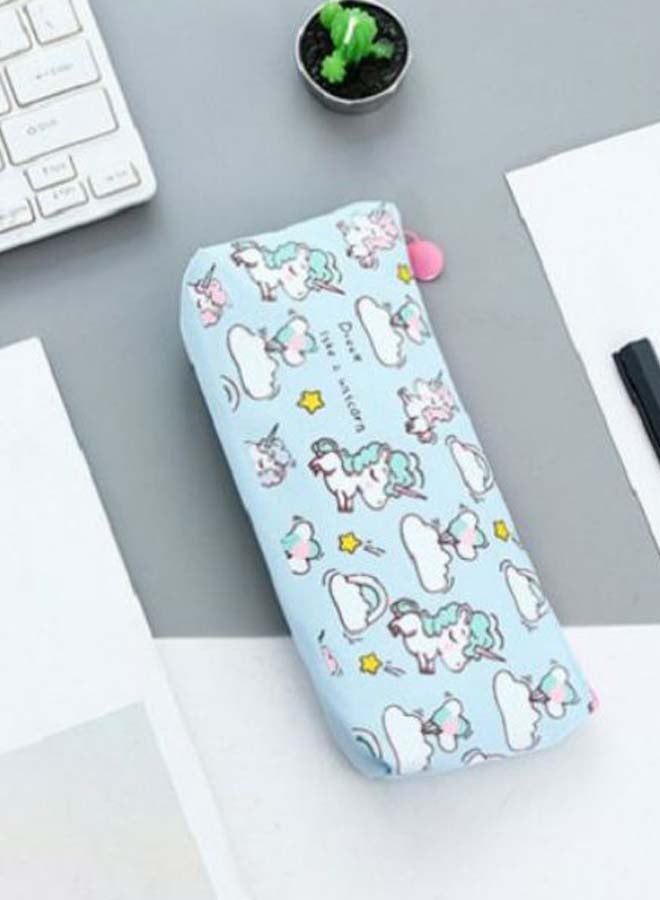 Cute Unicorn And Cloud Printed Pencil Case Multicolour