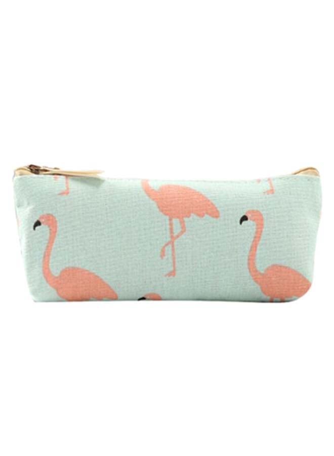 Flamingo Printed Pencil Case Green/Pink - Image 1