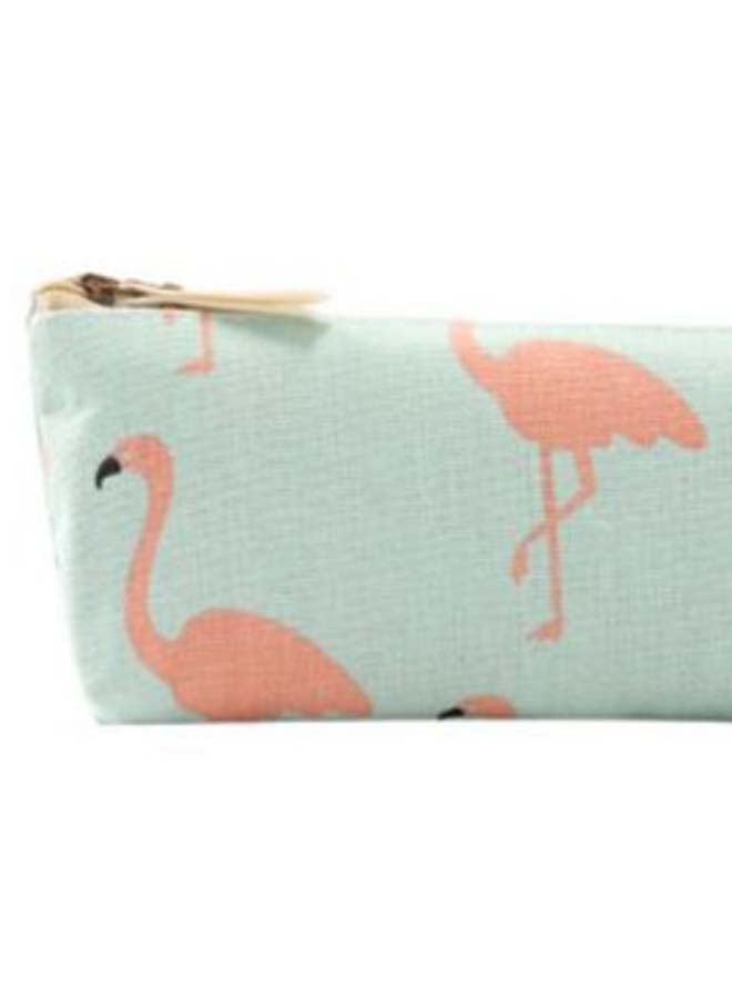Flamingo Printed Pencil Case Green/Pink - Image 2