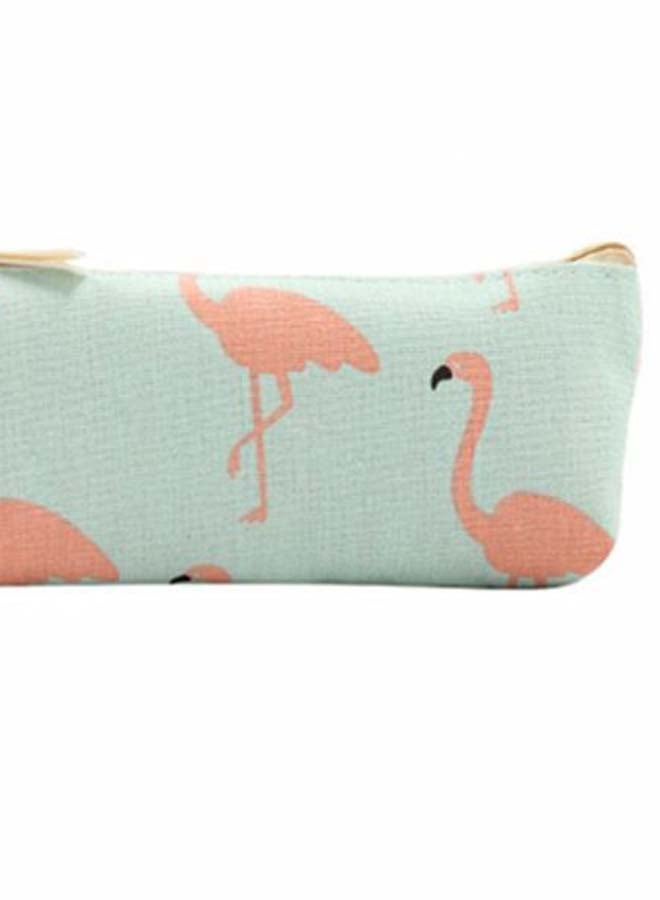 Flamingo Printed Pencil Case Green/Pink - Image 2