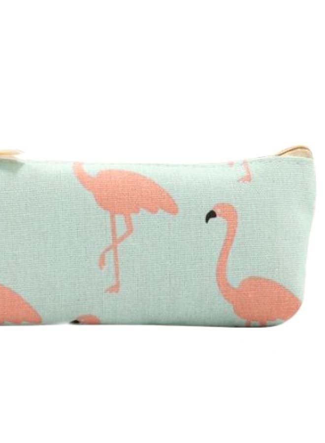Flamingo Printed Pencil Case Green/Pink - Image 2