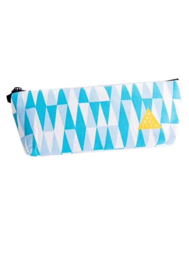 Geometry Inverted Trapezoid Pattern Pencil Case Blue/White/Grey - Image 1