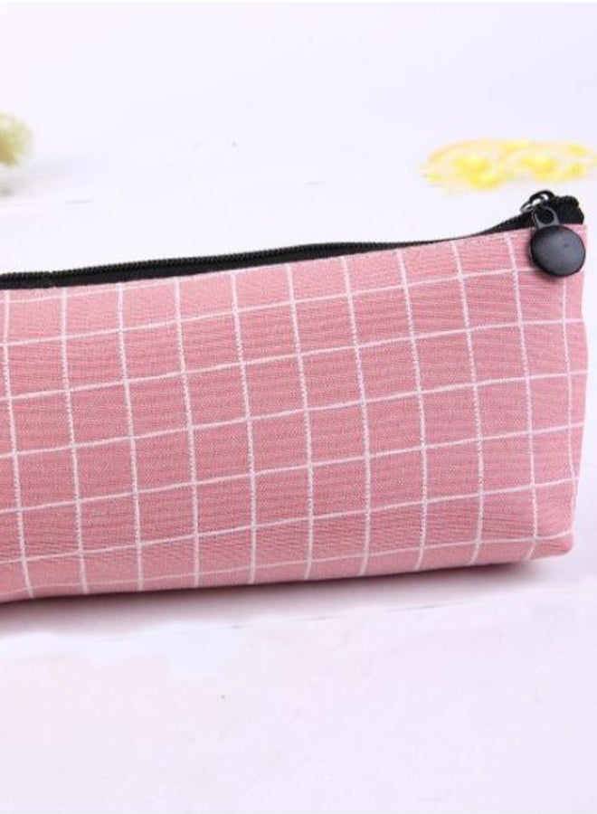 حقيبة أقلام رصاص بسحاب وردي/أبيض - Image 2