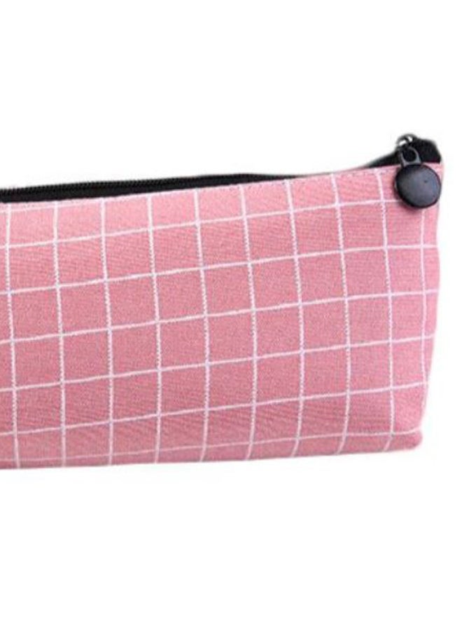 حقيبة أقلام رصاص بسحاب وردي/أبيض - Image 3