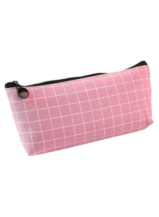 حقيبة أقلام رصاص بسحاب وردي/أبيض - Image 2